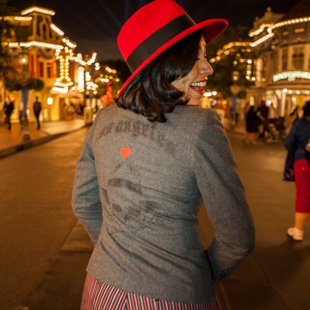 Grey 80s Sasson Jacket with Skull Graphic on back